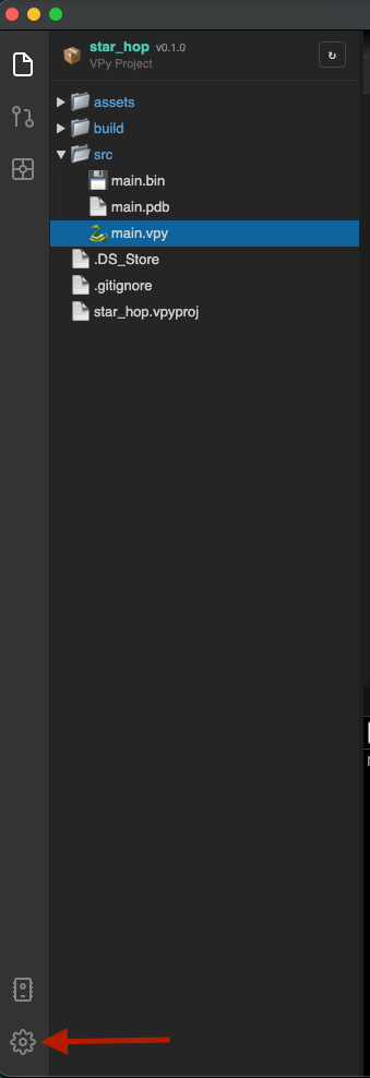 Settings panel open — compiler backend and build target sections visible